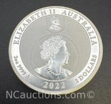 2022 Australia 2 Troy Oz .999 Fine Silver Bullion Coin