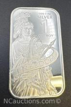 1 Troy Oz .999 Fine Silver Freedom Bullion Bar