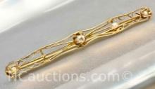 10k Gold Diamond and Pearl Pin 2.7g Total