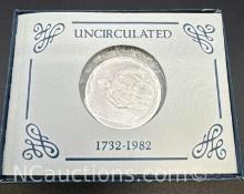 Uncirculated 1982 George Washington 30% Silver Half Dollar Coin 13.15 Grams