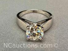 Preveli 925 Sterling Silver 2ct Moissanite Diamond Ring sz7.5 4.8g Total