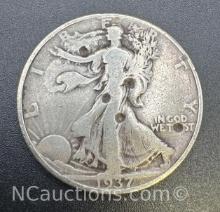 1937 90% Silver Walking Liberty Half Dollar Coin 12.16 Grams