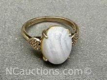 925 Sterling Silver Blue Lace Agate Ring Sz.8 3g Total