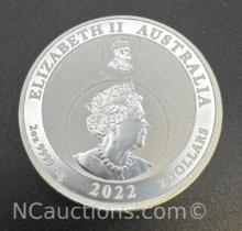 2022 Australia 2 Troy Oz .9999 Fine Silver Bullion Coin