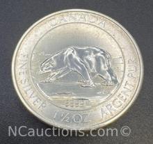 2013 Canadian polar bear 1 1/2 Troy Oz .999 Fine Silver