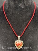 Vintage Cloisonne Butterfly Necklace Sterling Silver 13g total