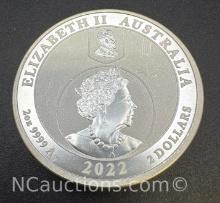 2022 Australia 2 Troy Oz .9999 Fine Silver Bullion Coin