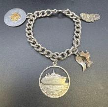 Sterling Silver Pennant Bracelet 28 Grams