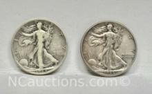 Pair of Walking Liberty Half Dollars 1944, 1945 25g Total