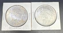 2 1922 Silver Peace Dollars 90% Silver Coins 56 Grams