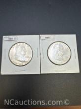 2 Franklin 90% Silver Half Dollars