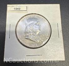 1949 Franklin 90% Silver Half Dollar Coin 15 Grams