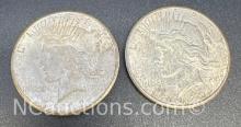 2 1922-S Silver Peace Dollars 90% Silver Coins 53 Grams