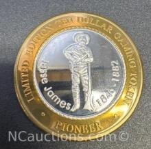 Limited Edition Pioneer .999 Fine Silver Gaming Token Coin 37 Grams