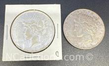 2 1922-D Silver Peace Dollars 90% Silver Coins 54 Grams