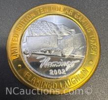 Limited Edition Flamingo .999 Fine Silver $10 Gaming Token Coin 37 Grams