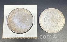 2 1921 Morgan Silver Dollars 90% Silver Coins 54 Grams