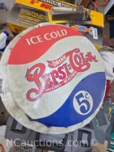 Porcelain 5 cent Pepsi Cola Sign