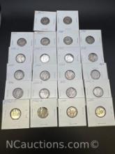 22 Mercury dimes 90% Silver Coin