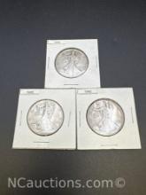 3 1945 Walking Liberty 90% Silver Half Dollars