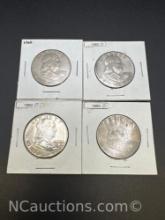 4 1960 Franklin 90% Silver Half Dollars