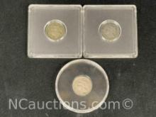 3 United States three-cent nickels 1867, 1872