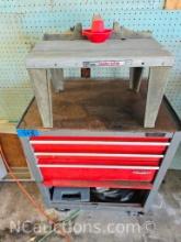 Toolbox with contents Router table and Workmate