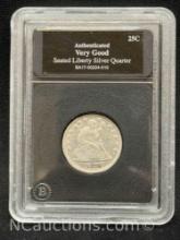 Authenticated Seated Liberty Silver Quarter