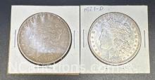 2 1921-D Morgan Silver Dollars 90% Silver Coins 56 Grams