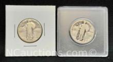 Pair of Standing Liberty Quarters 1920s
