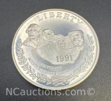 1991 Mount Rushmore 90% Silver One Dollar Coin 26. Grams