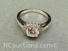 Marked 925 Preveli 925 Sterling Silver Moissanite Diamond Ring sz7.5 3g Total