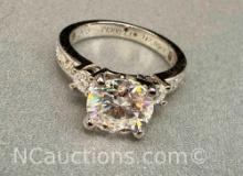 Preveli 925 Sterling Silver 2ct Moissanite Diamond Ring sz5 3g Total