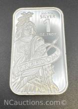 1 Troy Oz .999 Fine Silver Freedom Bullion Bar