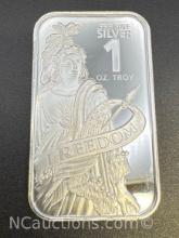 1 Troy Oz .999 Fine Silver Freedom Bullion Bar