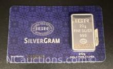 IGR SilverGram 20 Gram .999 Fine Silver Bullion Bar