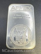 APMEX 1 Troy Oz .999 Fine Silver Bullion Bar
