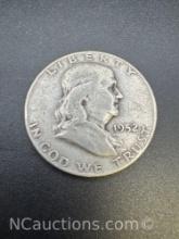 1952 Ben Franklin 90% Silver Half Dollar Coin