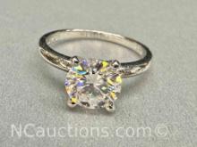 Preveli 925 Sterling Silver 2ct Moissanite Diamond Ring Sz.7.5 2.7g Total