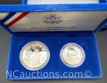 1986 Ellis Island 90% Silver Dollar Coin With Clad Half Dollar 26. Grams