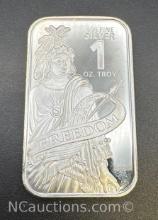 1 Troy Oz .999 Fine Silver Freedom Bar