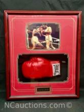 Signed Framed Boxing Glove and Photo Says Sugar Ray Leonard w/ PSA DNA COA