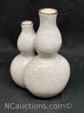 Chinese Grayish-white Crackle Glaze Porcelain Double-gourd Form Double Vase