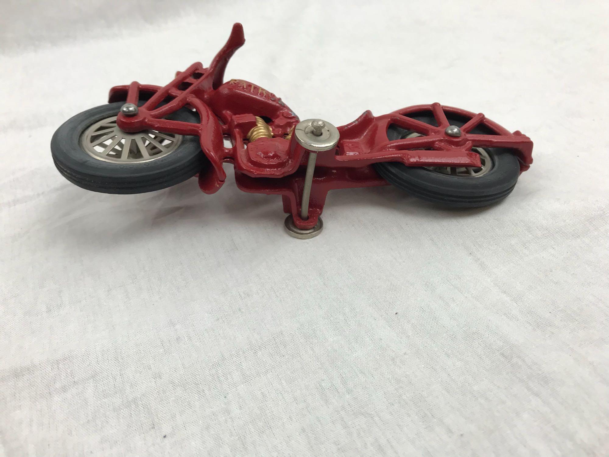 Vintage Cast Iron Hubley Popeye on Motorcycle Toy