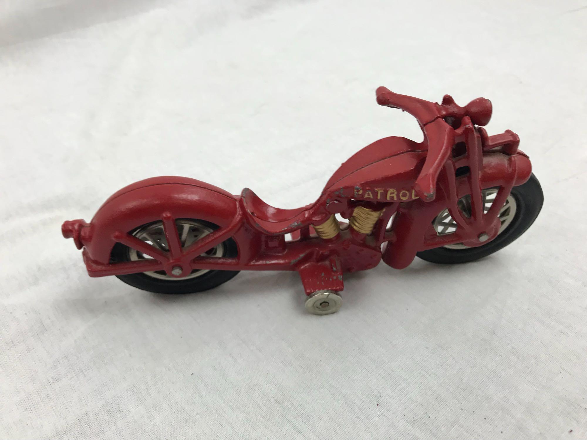 Vintage Cast Iron Hubley Popeye on Motorcycle Toy