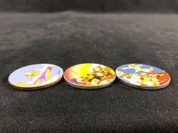 A lot of 6 Donald Duck Daisy Nephews Huey, Dewey Louie Pogs Slammers and Cardboard