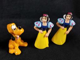 Lot Of 9 Vintage Mixed Walt Disney Characters Snow White Seven Dwarfs Figurines Donald Pluto Oliver