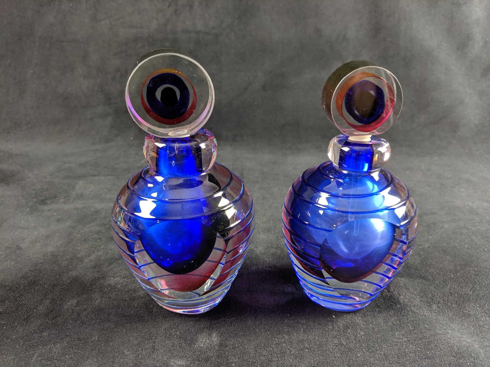 Set Of Two Fifth Avenue Crystal Perfume Bottles