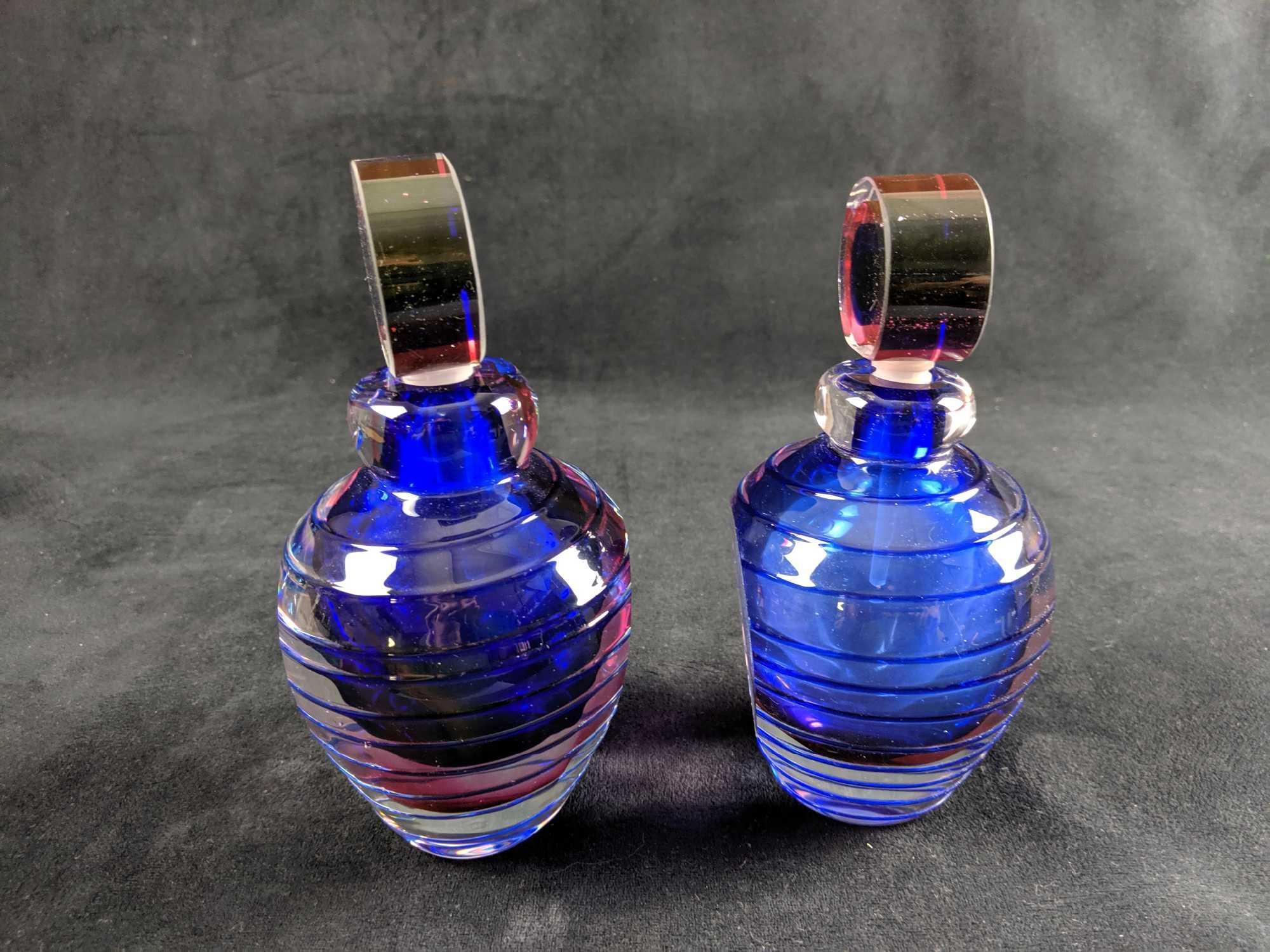 Set Of Two Fifth Avenue Crystal Perfume Bottles