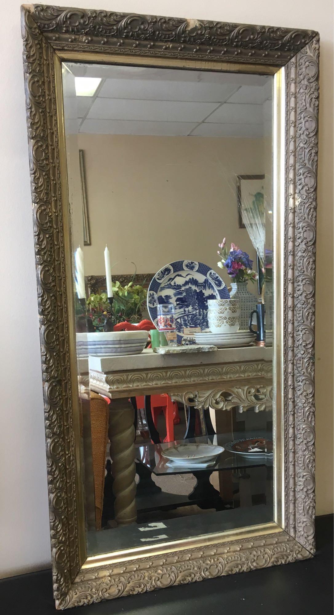 Vintage Framed Beveled Mirror